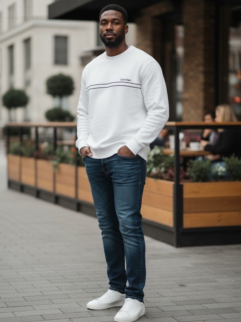 NWOT Calvin Klein Classic White Crewneck Sweater